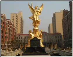 山東萊陽市山水華庭貼金女神銅像 山東萊陽市山水華庭貼金女神銅像