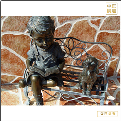 小女孩看書(shū)銅雕塑加工