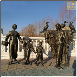 捕魚(yú)人物景觀(guān)銅像