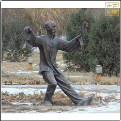 室外景觀(guān)練太極人物銅雕塑